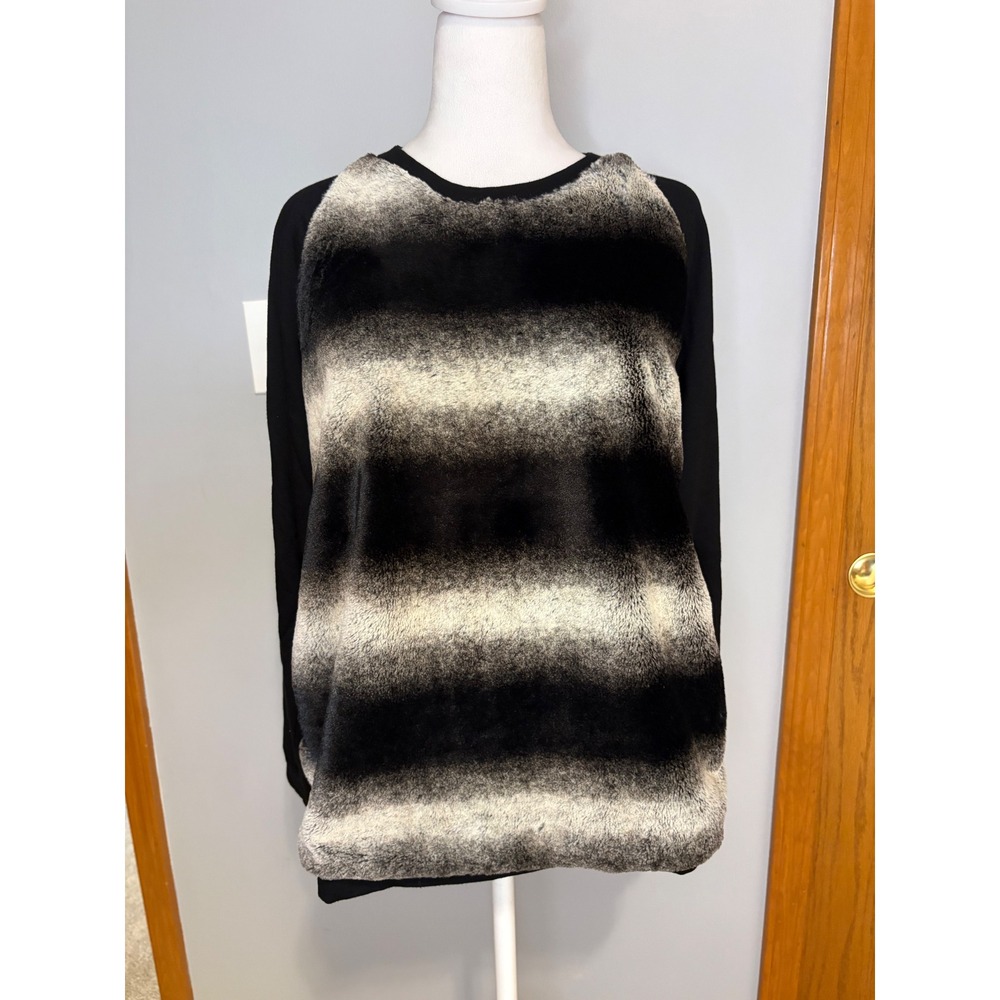 Capote Shelby Raglan pullover Faux Fur Bamboo Fleece Sweatshirt Black Grey